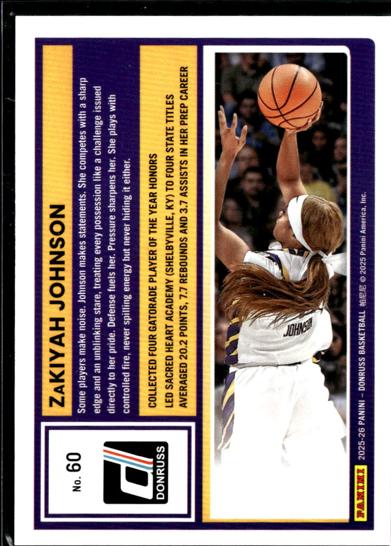 Zakiyah Johnson 2025 Panini Donruss Blue Parallel 63/65