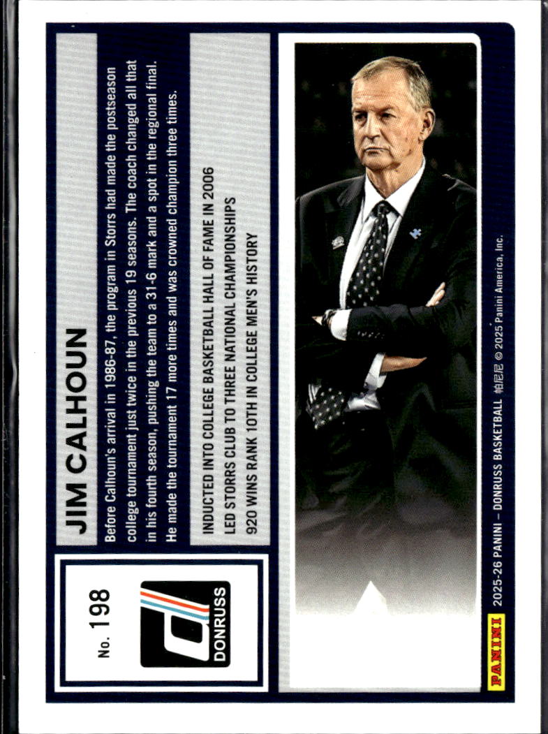 Jim Calhoun 2025 Panini Donruss Red Plaid 3/75 Uconn