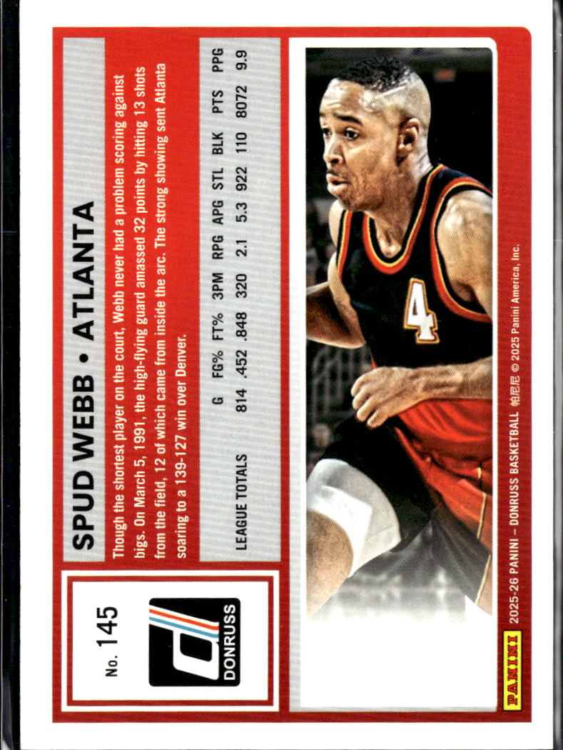 Spud Webb 2025 Donruss Gold Stars 55/149 Atlanta Hawks