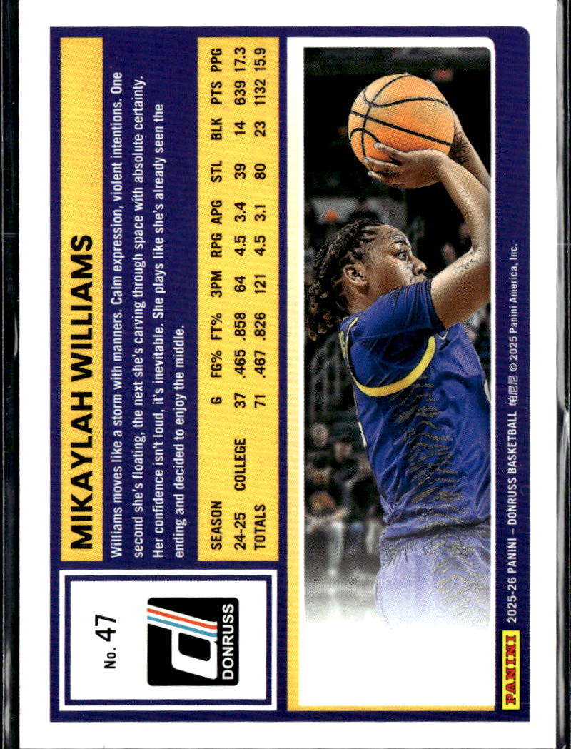 Mikaylah Williams 2025 Donruss Basketball Orange 83/99