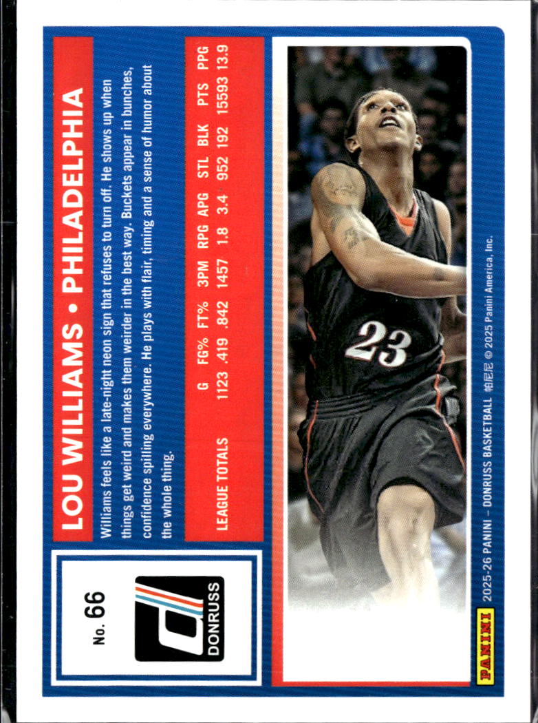 Lou Williams 2025 Donruss Orange  34/99 Philadelphia 76ers