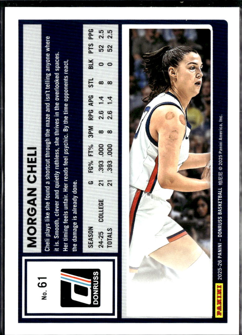 Morgan Cheli 2025 Panini Donruss Basketball Silver Laser RC 57/199