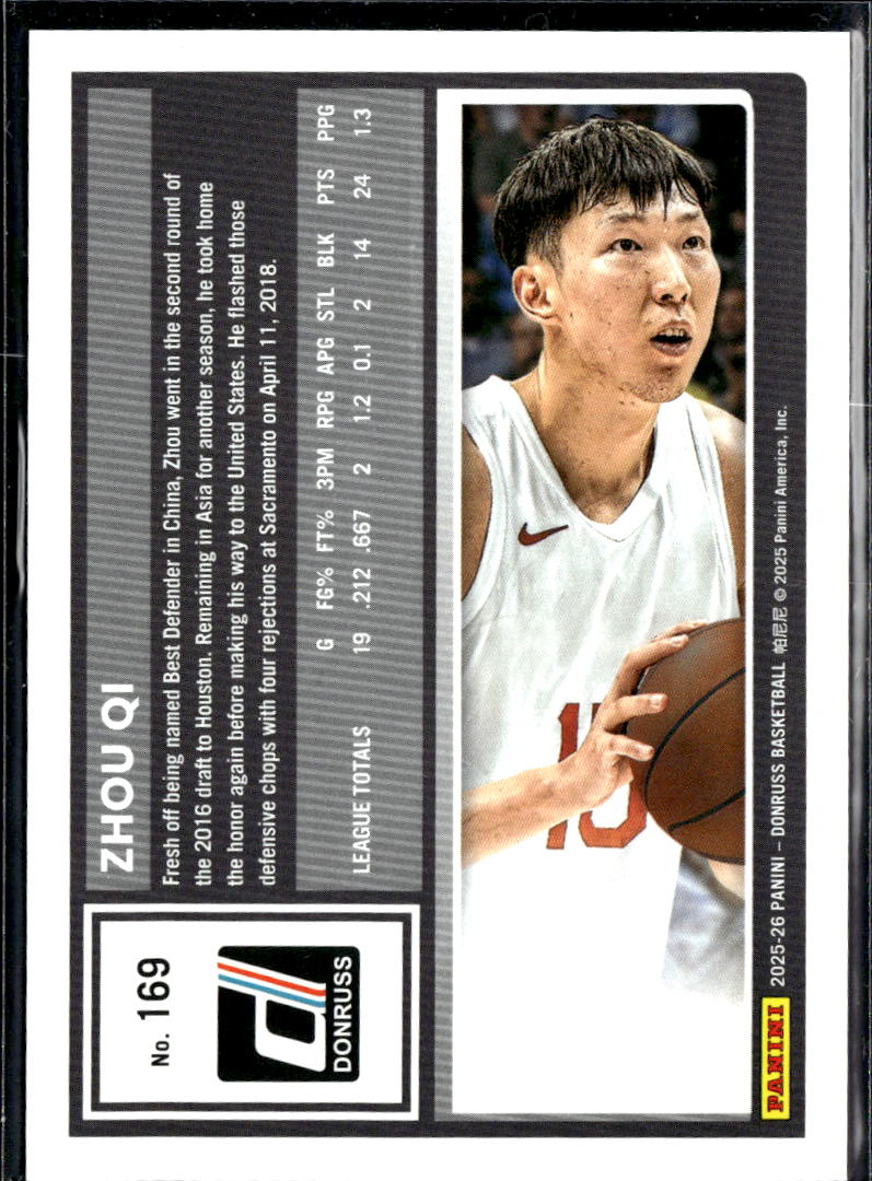 Zhou Qi 2025 Donruss Red  53/125 Houston Rockets