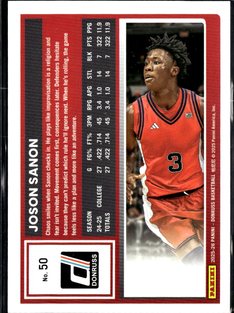 Joson Sanon 2025 Panini Donruss Red 36/125