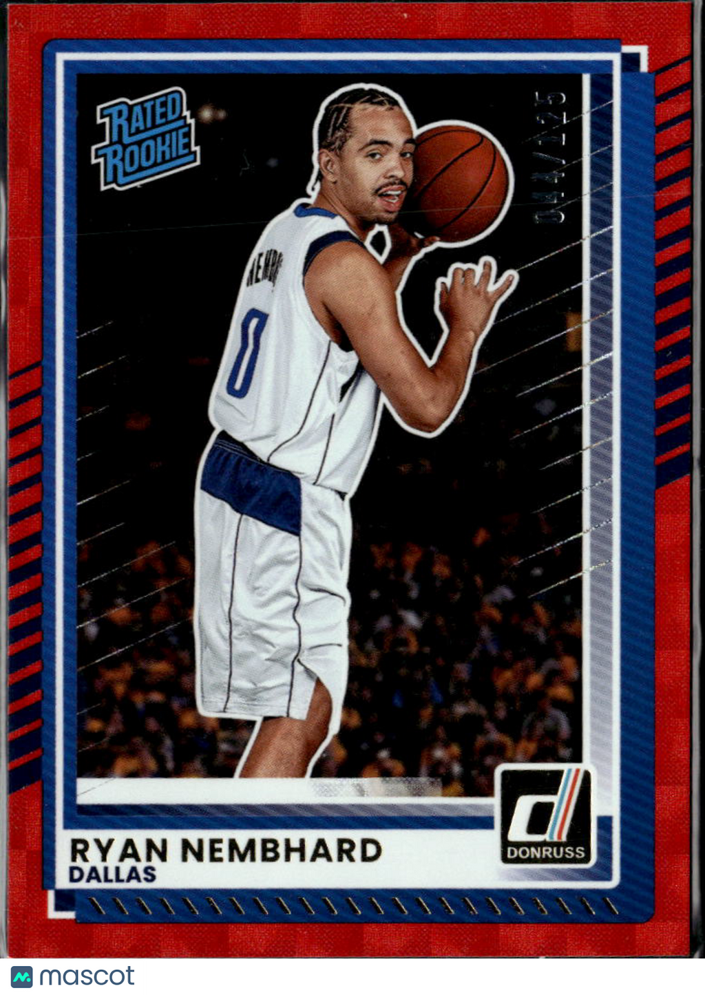 Ryan Nembhard 2025 Donruss Red 44/125 Dallas Mavericks