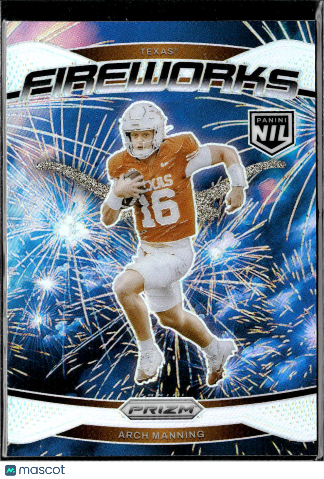 Arch Manning 2025 Panini Prizm Fireworks Silver Prizm Rookie RC Texas Longhorns