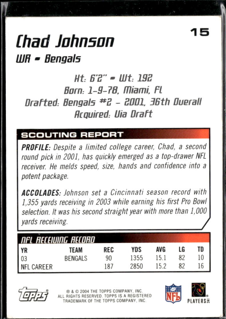 Chad Johnson 2004 Topps Draft Picks GOLD Refractor Cincinnati Bengals