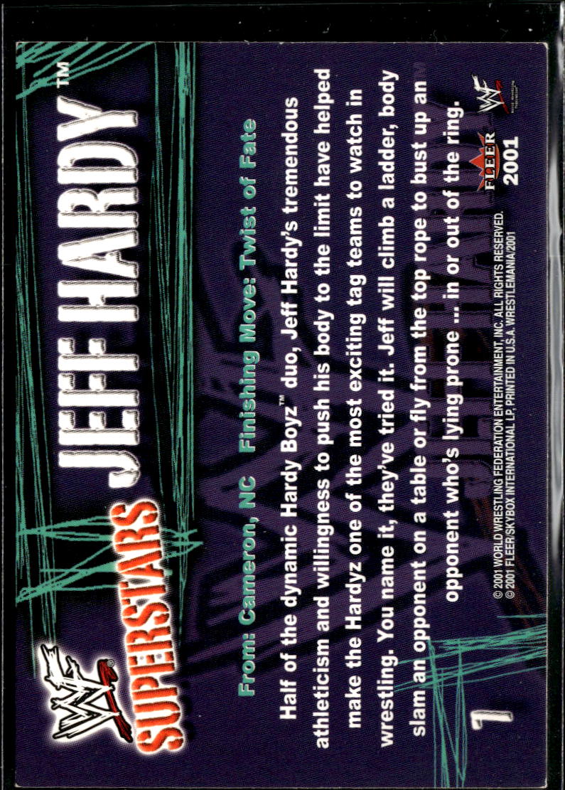 Jeff Hardy 2001 Fleer WWF WrestleMania Superstars Rookie RC #7