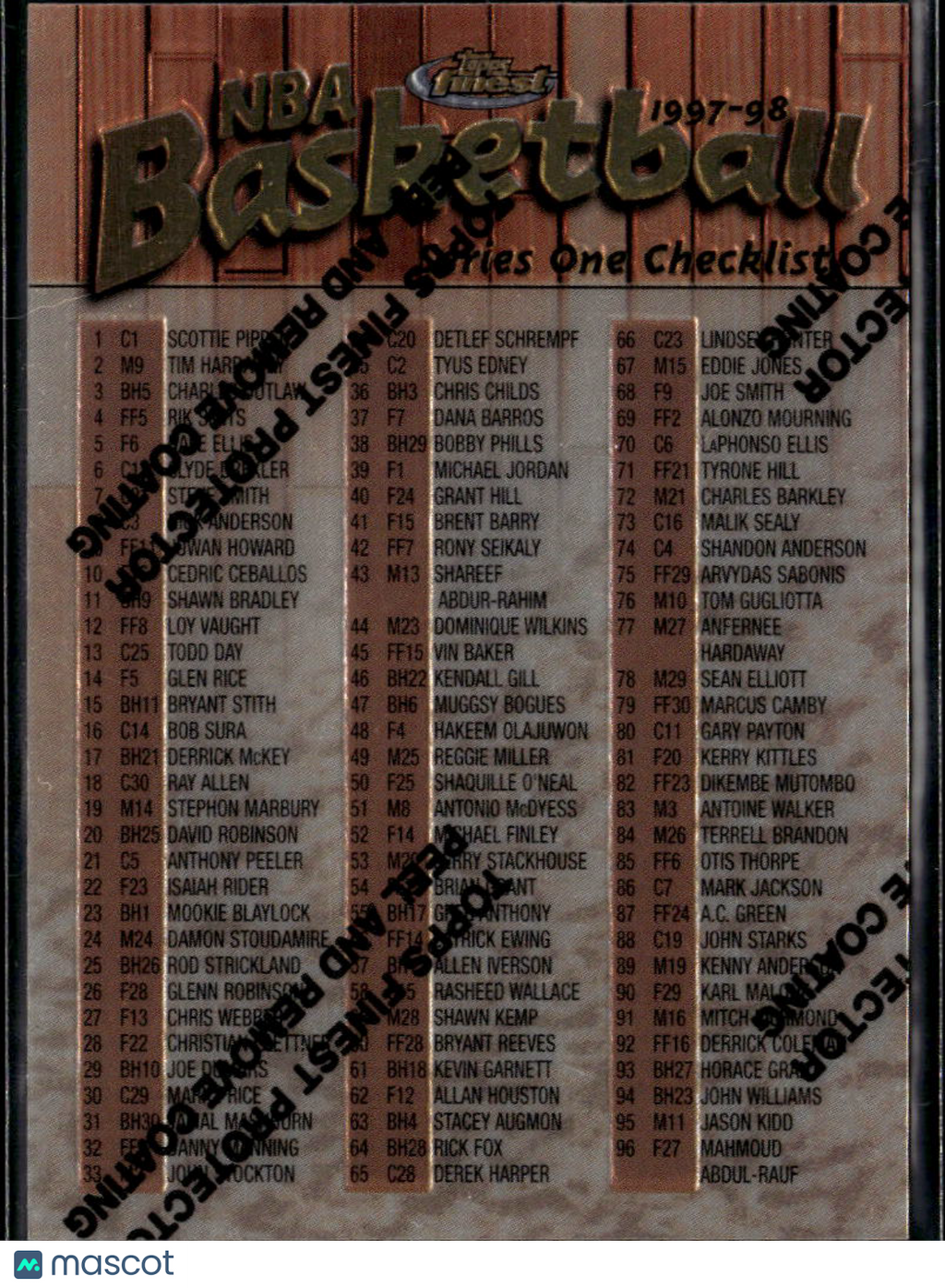 1997-98 Topps Finest Basketball Checklist #100