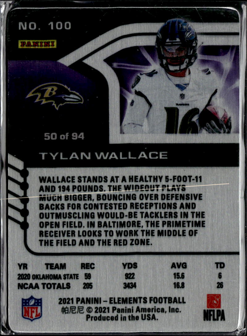 Tylan Wallace 2021 Elements Metal RC Plutonium 50/94 Baltimore Ravens