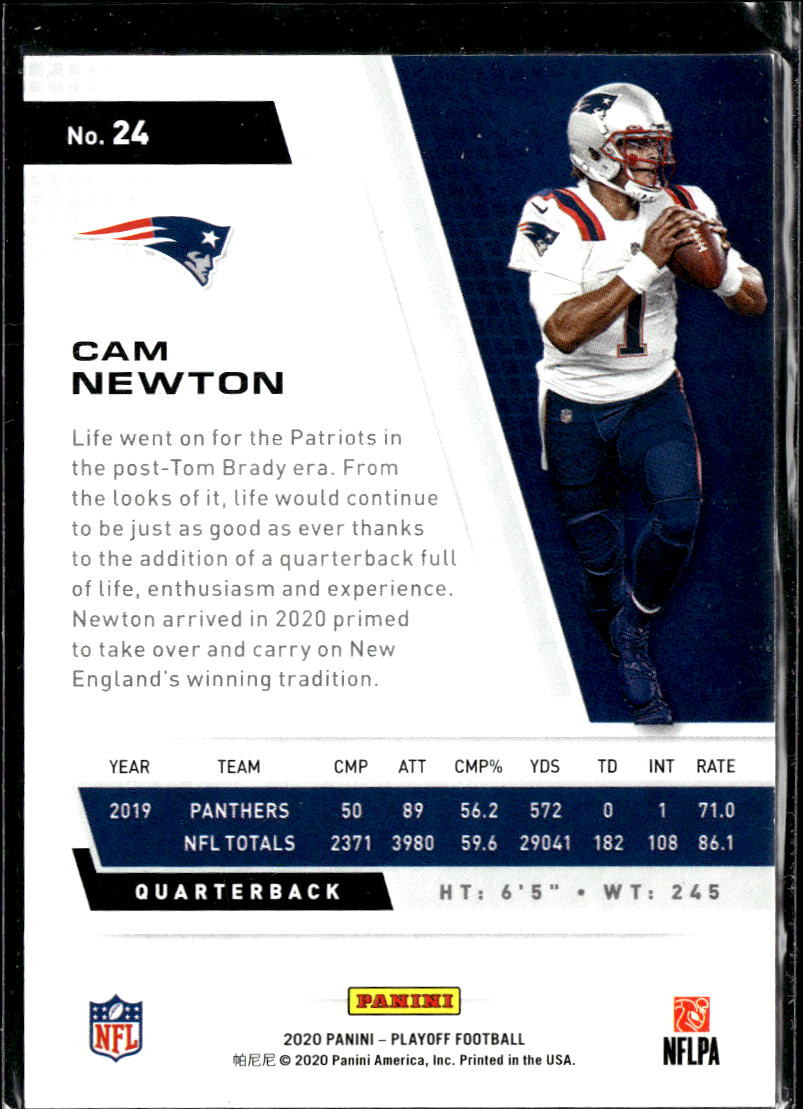 Cam Newton 2020 Panini Playoff 1st Down 56/99 New England Patriots