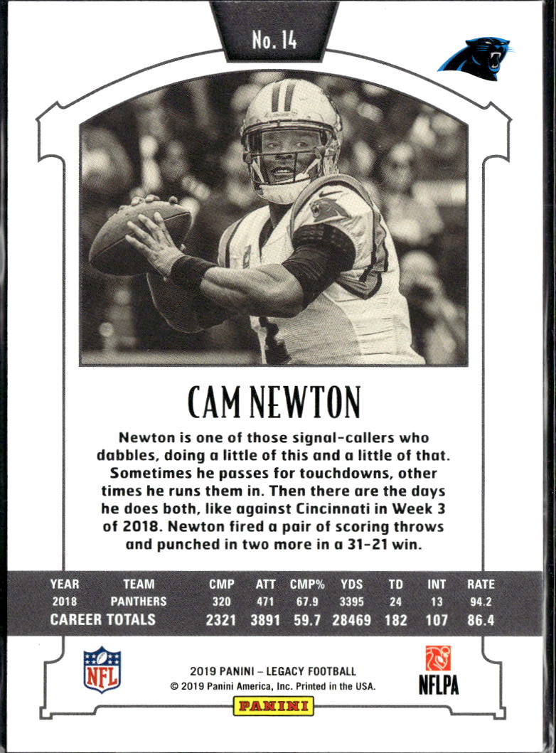 Cam Newton 2019 Panini Legacy Red 133/299 Carolina Panthers