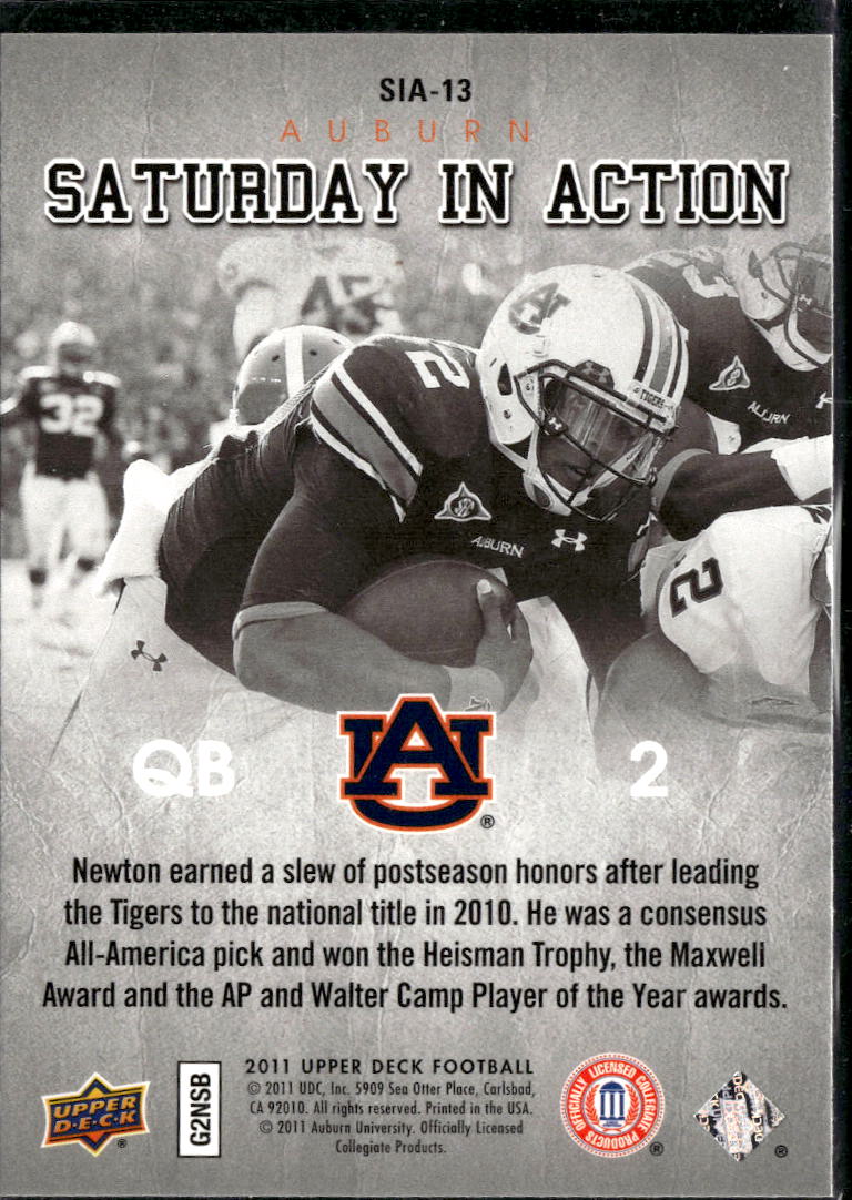 Cam Newton 2011 Upper Deck Football Saturday in Action Rookie RC Auburn Tigers