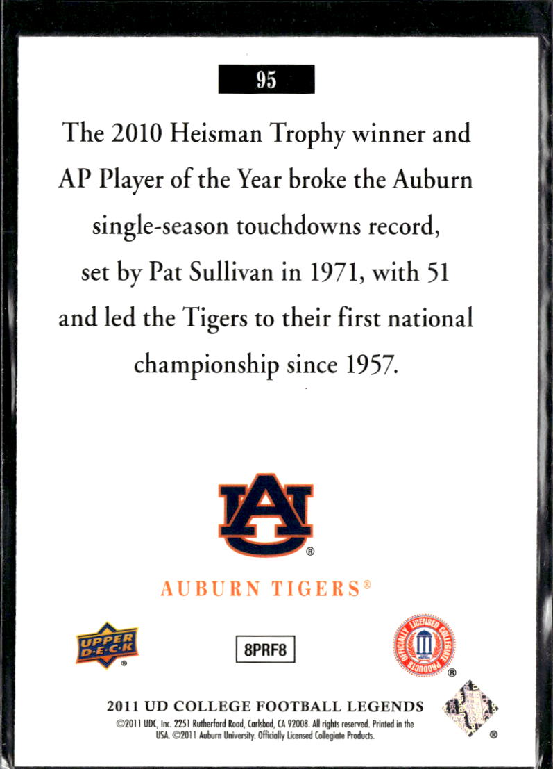 Cam Newton 2011 Upper Deck College Football Legends Rookie RC Auburn Tigers
