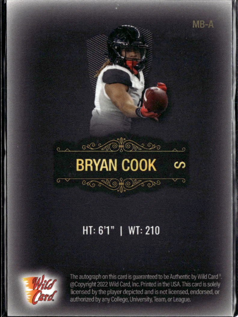 Bryan Cook 2022 Wild Card Matte Auto Autograph RC Bengals KC Chiefs