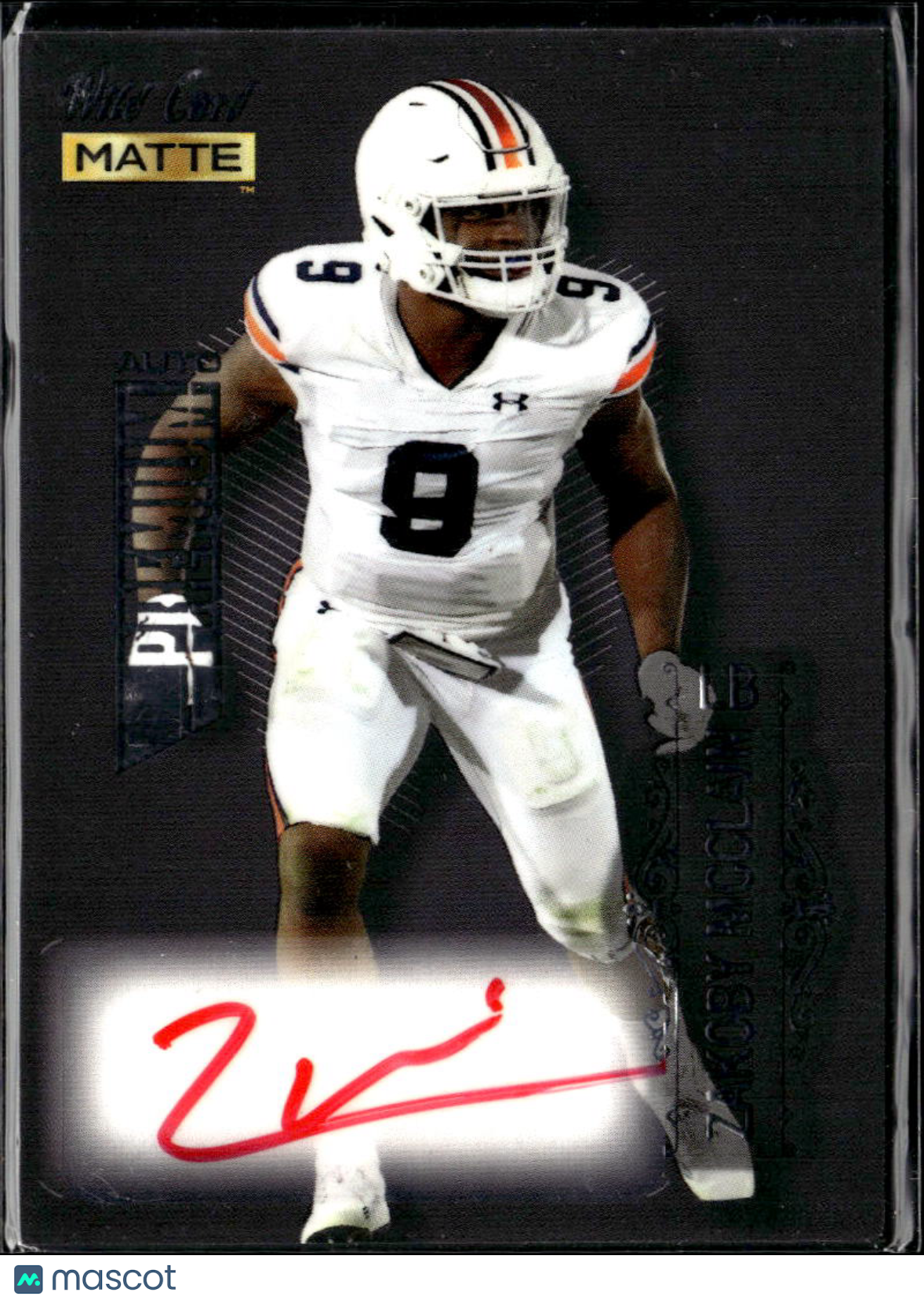 Zakoby McClain 2022 Wild Card Matte Premium Auto Autograph Black Auburn Tigers