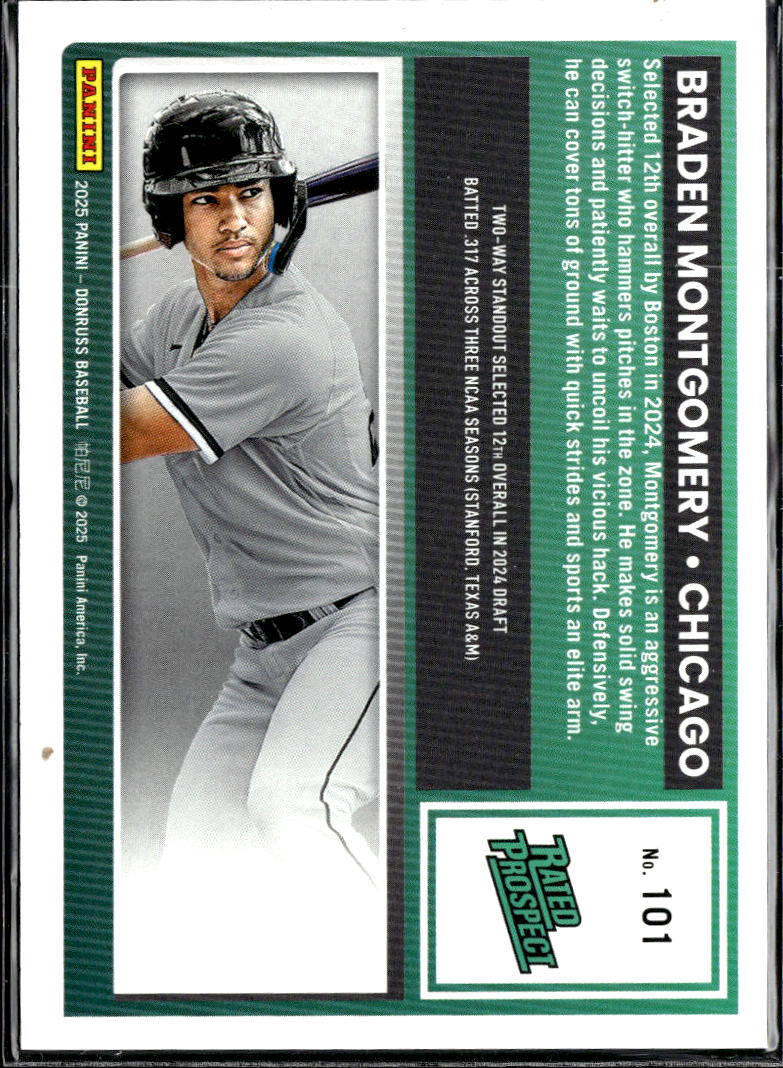 Braden Montgomery 2025 Donruss Rookie 89/249 Chicago White Sox