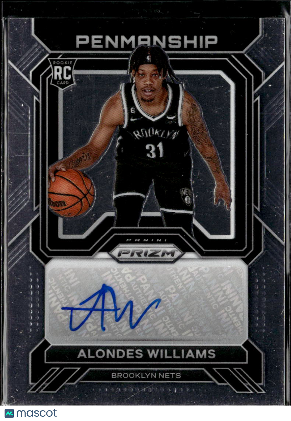 Alondes Williams 2023 Prizm Penmanship RC Auto Autograph Brooklyn Nets