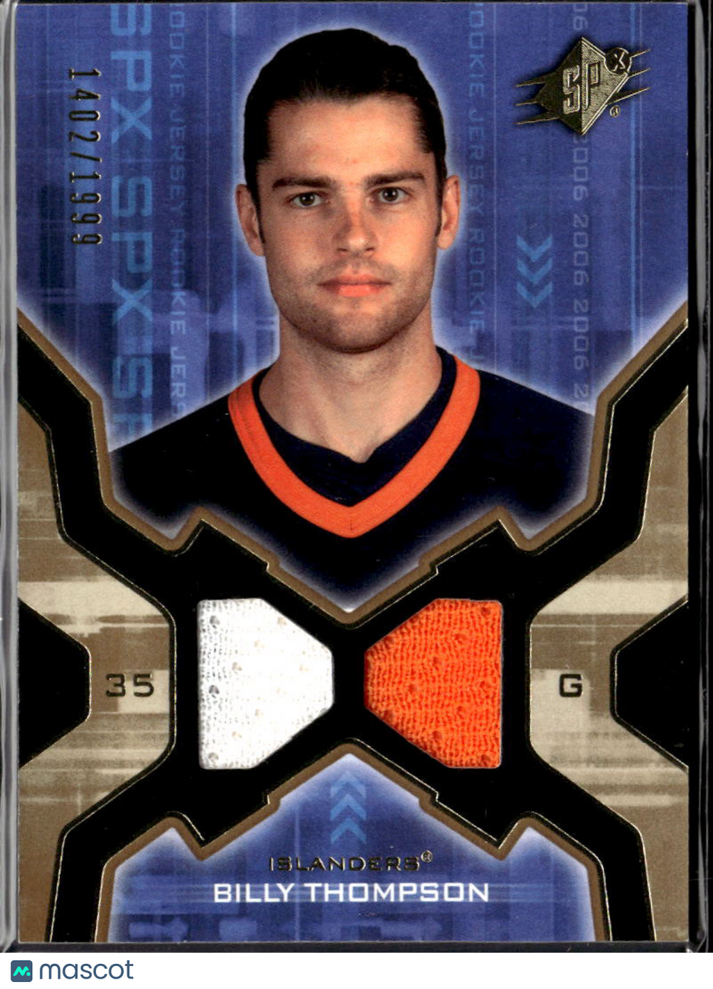 Billy Thompson 2006 SPx Game Worn Patch 1402/1999 New York Islanders