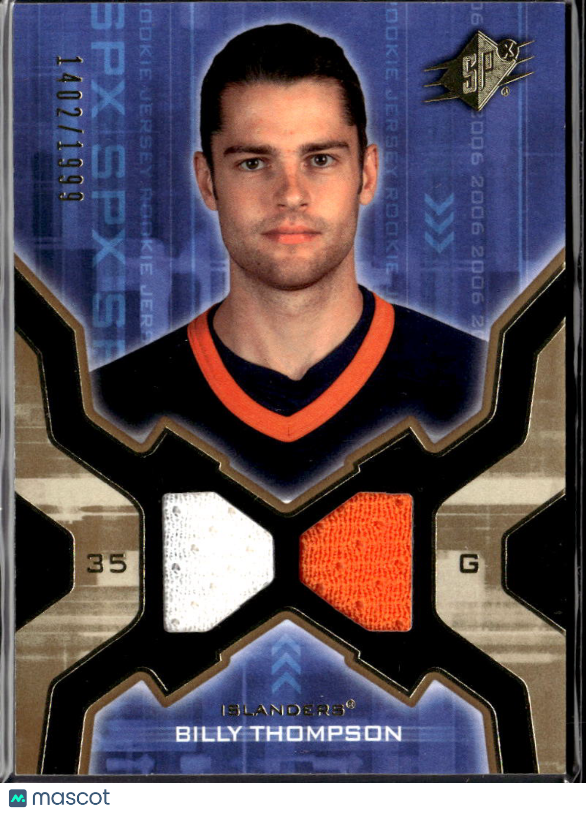 Billy Thompson 2006 SPx Game Worn Patch 1402/1999 New York Islanders