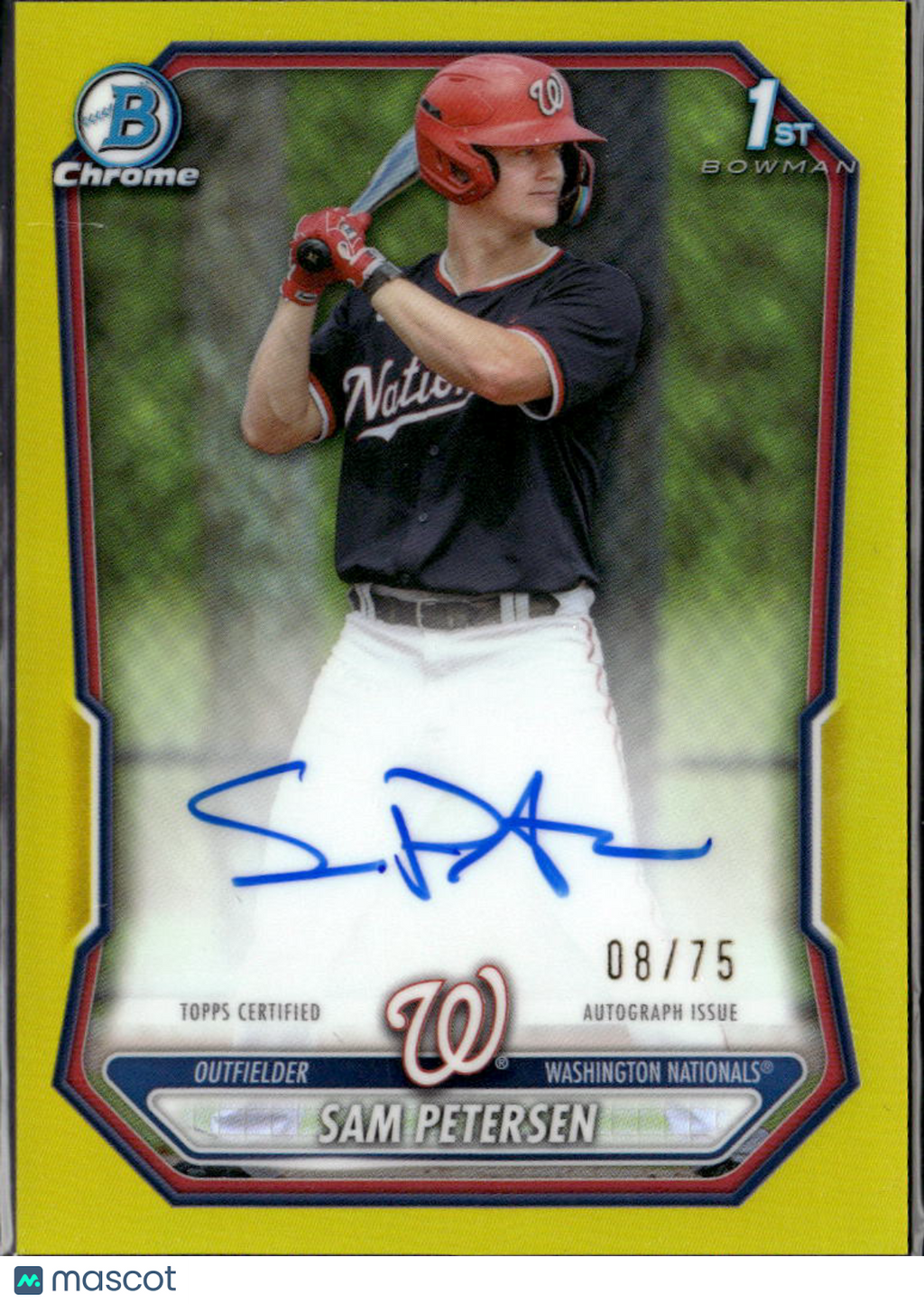 Sam Petersen 2026 Bowman Chrome 1st Auto Autograph RC 8/75 Washington Nationals