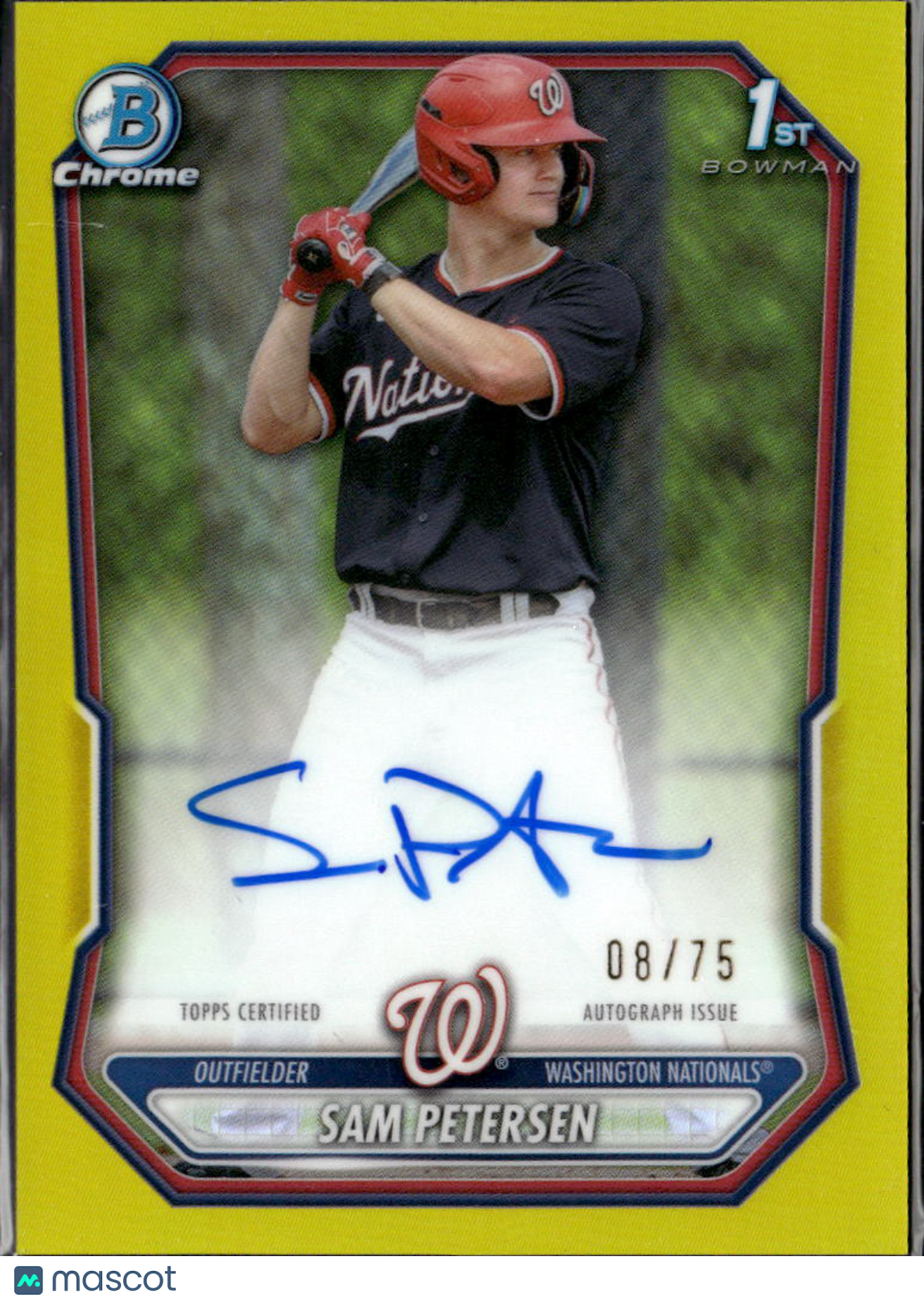 Sam Petersen 2026 Bowman Chrome 1st Auto Autograph RC 8/75 Washington Nationals