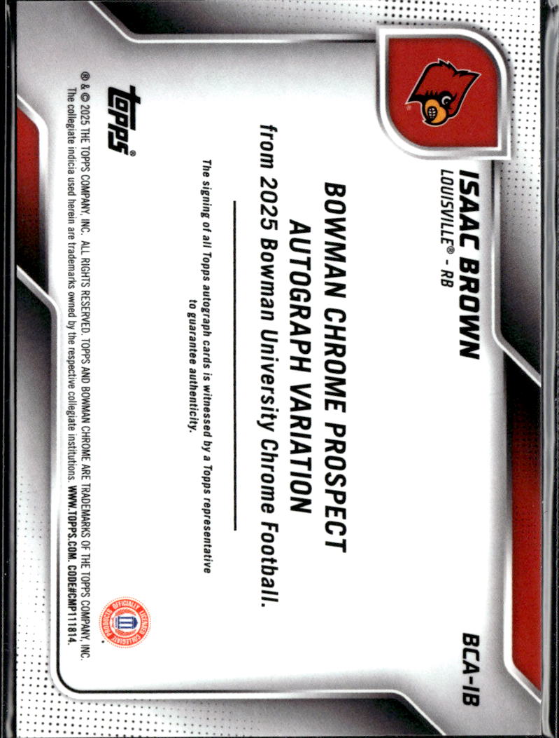 Isaac Brown 2025 Bowman Chrome 1st Auto Autograph Orange RC 8/25 Louisville
