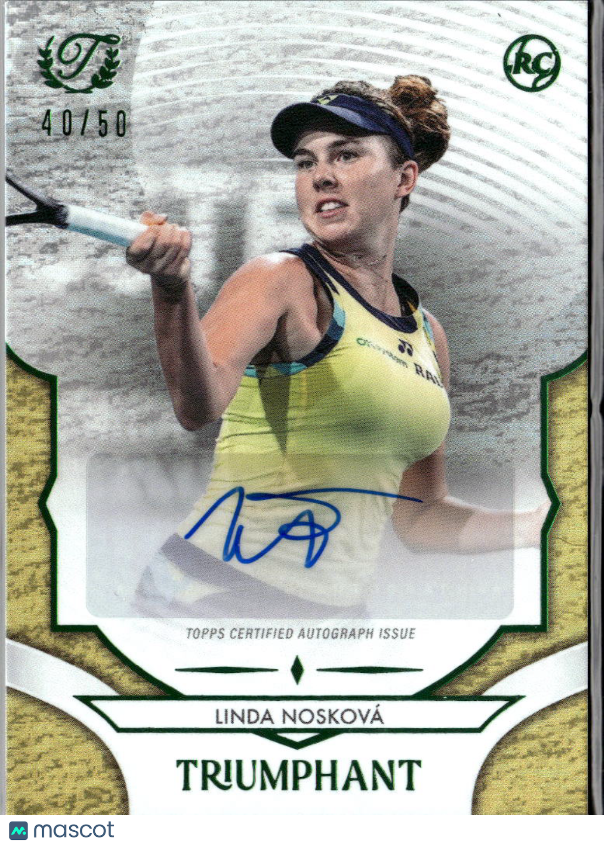 Linda Noskova 2025 Topps Triumphant Auto Autograph GOLD RC Tennis 40/50