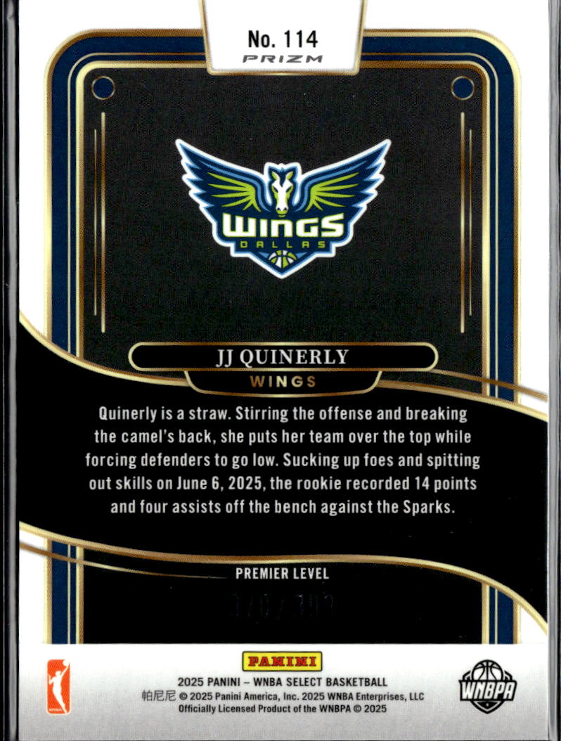 JJ Quinerly 2025 Panini Select WNBA RC Red Blue 370/399 Dallas Wings