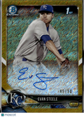 Evan Steele 2018 Bowman Chrome 1st Auto Autograph GOLD 45/50 Kansas City Royals