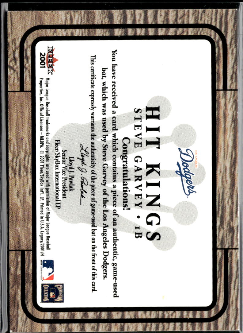 Steve Garvey 2001 Fleer Legacy Hit Kings Game Used Bat /100 Los Angeles Dodgers
