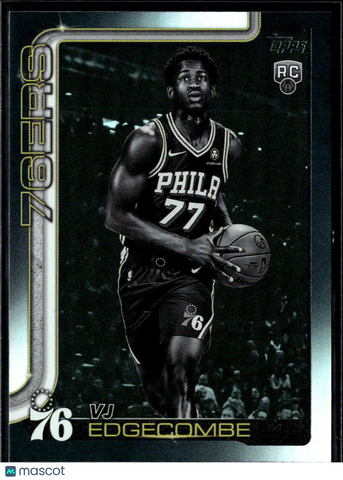 VJ Edgecombe 2025 Topps Chrome Blackout Rookie RC Philadelphia 76ers