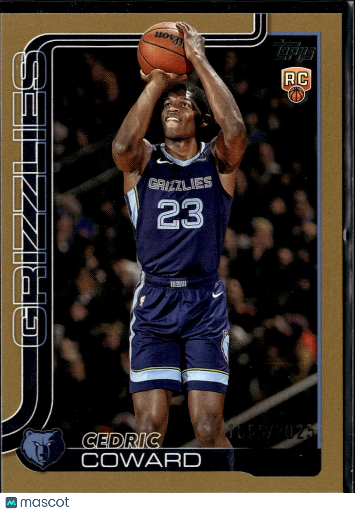 Cedric Coward 2025 Topps GOLD Rookie RC 1855/2025 Memphis Grizzlies