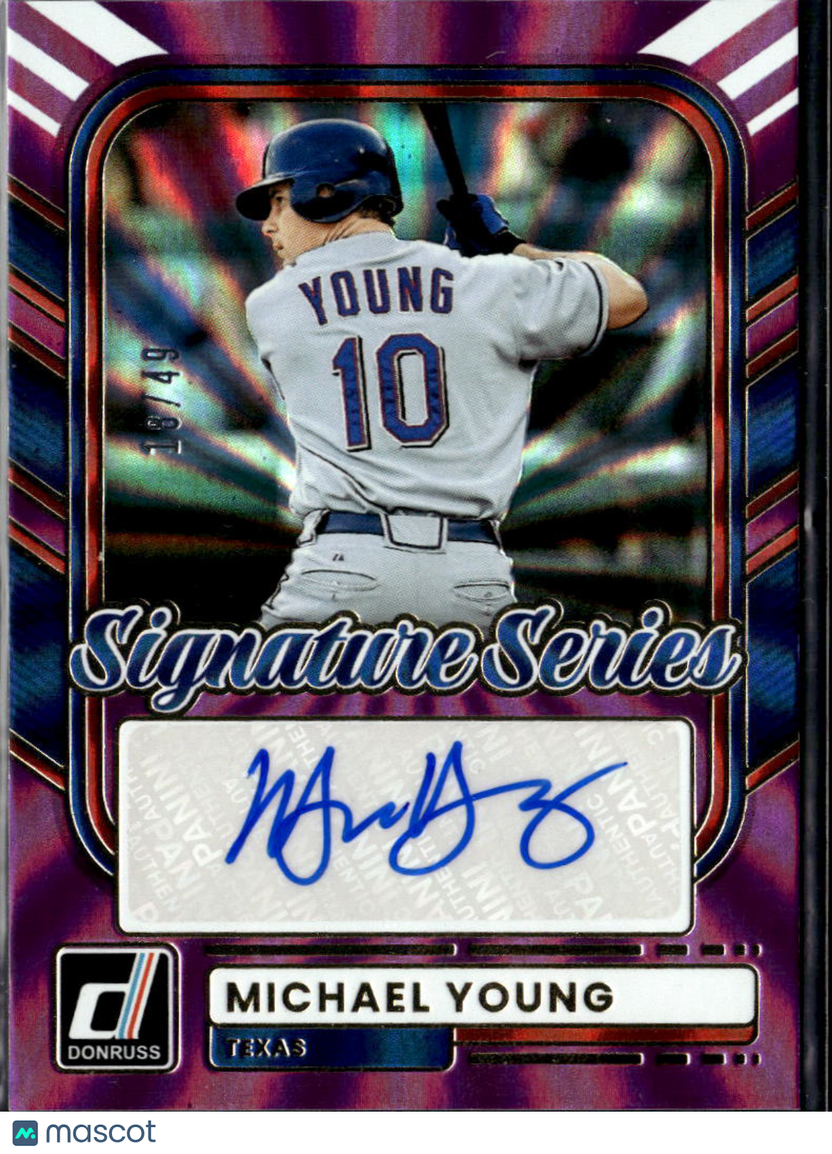 Michael Young 2026 Donruss Auto Autograph 18/49 Texas Rangers