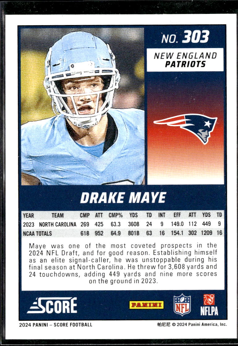 Drake Maye 2024 Score Green Rookie RC New England Patriots