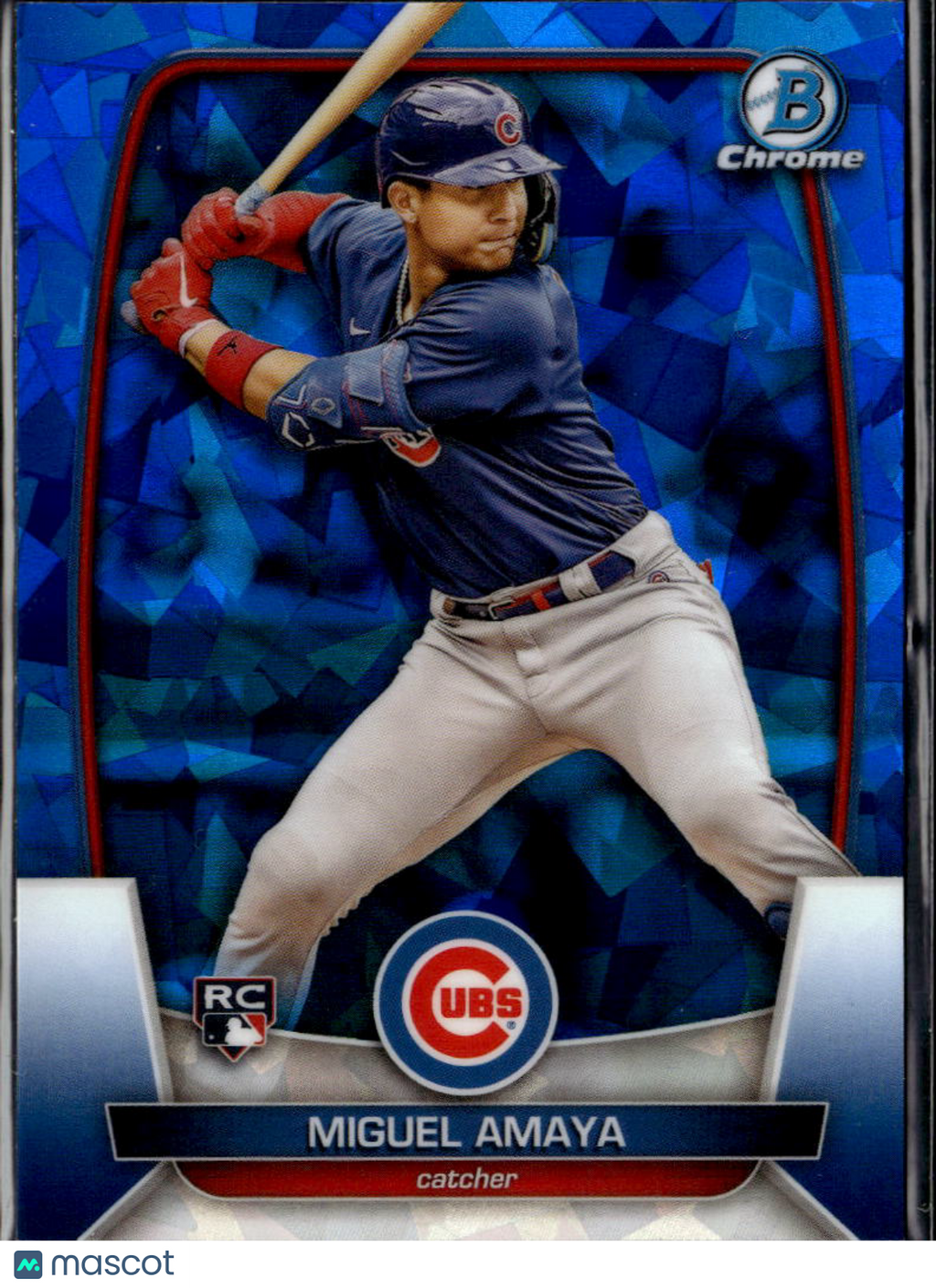 Miguel Amaya 2023 Bowman Chrome RC Blue Sapphire Chicago Cubs