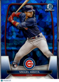 Miguel Amaya 2023 Bowman Chrome RC Blue Sapphire Chicago Cubs