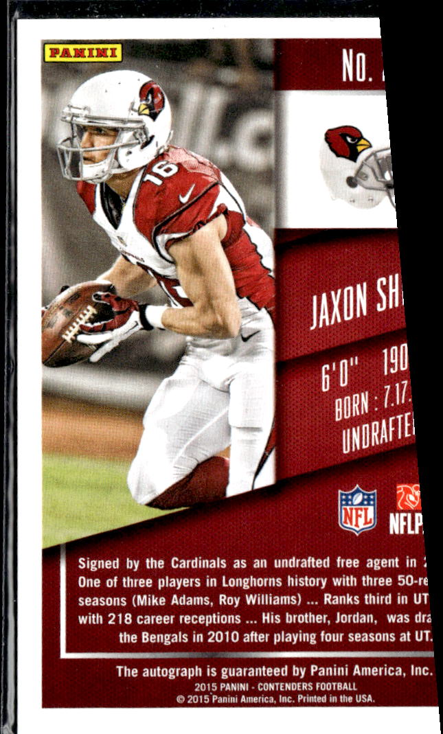 Jaxon Shipley 2015 Contenders Autograph Cracked Ice 11/23 Longhorns Cardinals