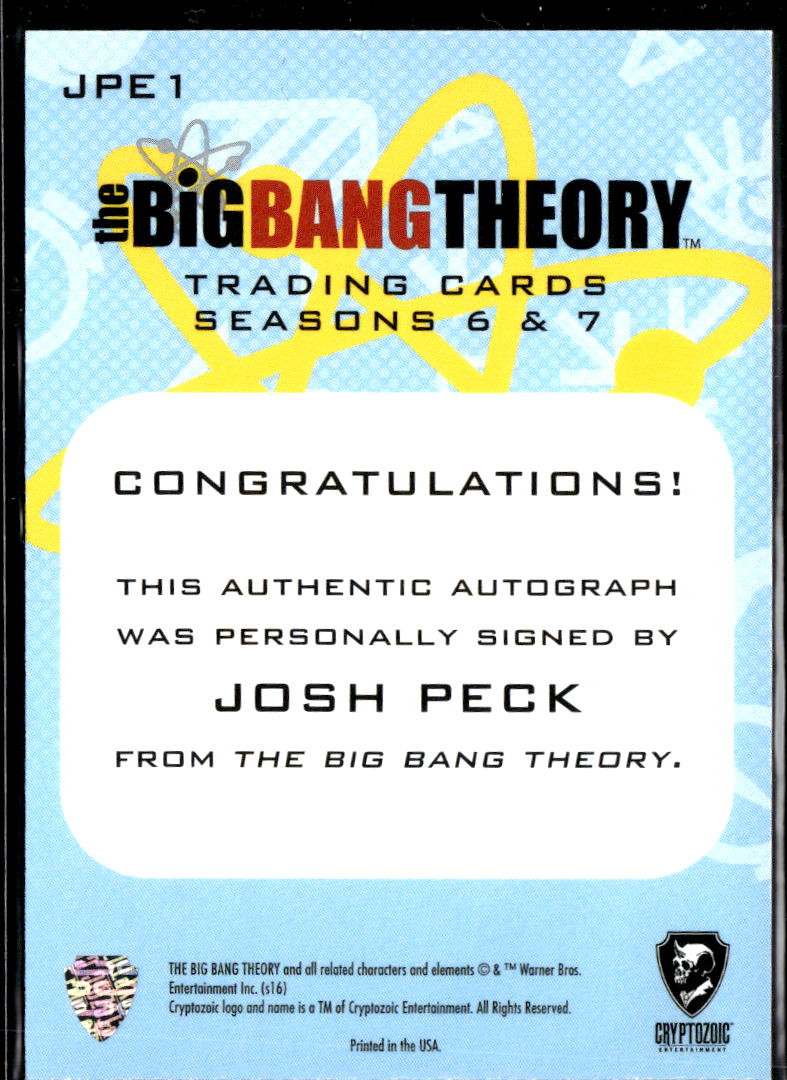 Josh Peck 2016 Cryptozoic The Big Bang Theory Auto Autograph Drake & Josh