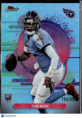 Cam Ward 2025 Topps Finest Light Blue Refractor RC 194/250 Tennessee Titans