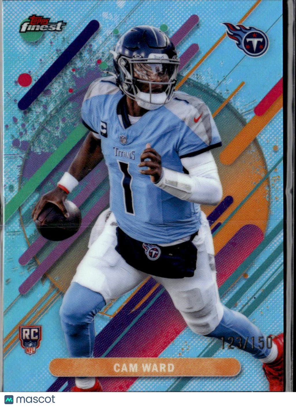 Cam Ward 2025 Topps Finest RARE Light Blue Refractor RC 123/150 Tennessee Titans