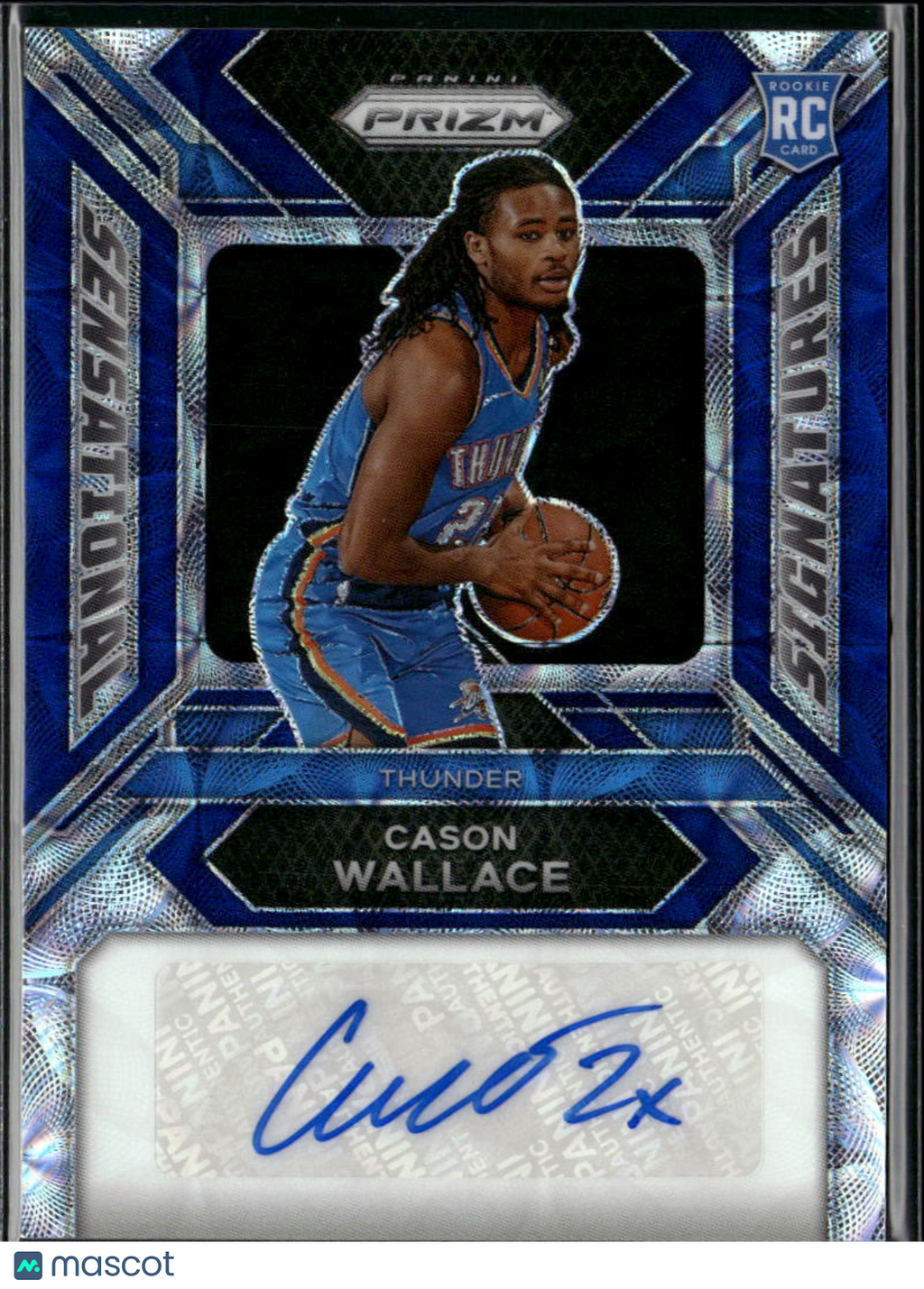 Cason Wallace 2023-24 Prizm Blue Auto Autograph RC 1/49 Oklahoma City Thunder