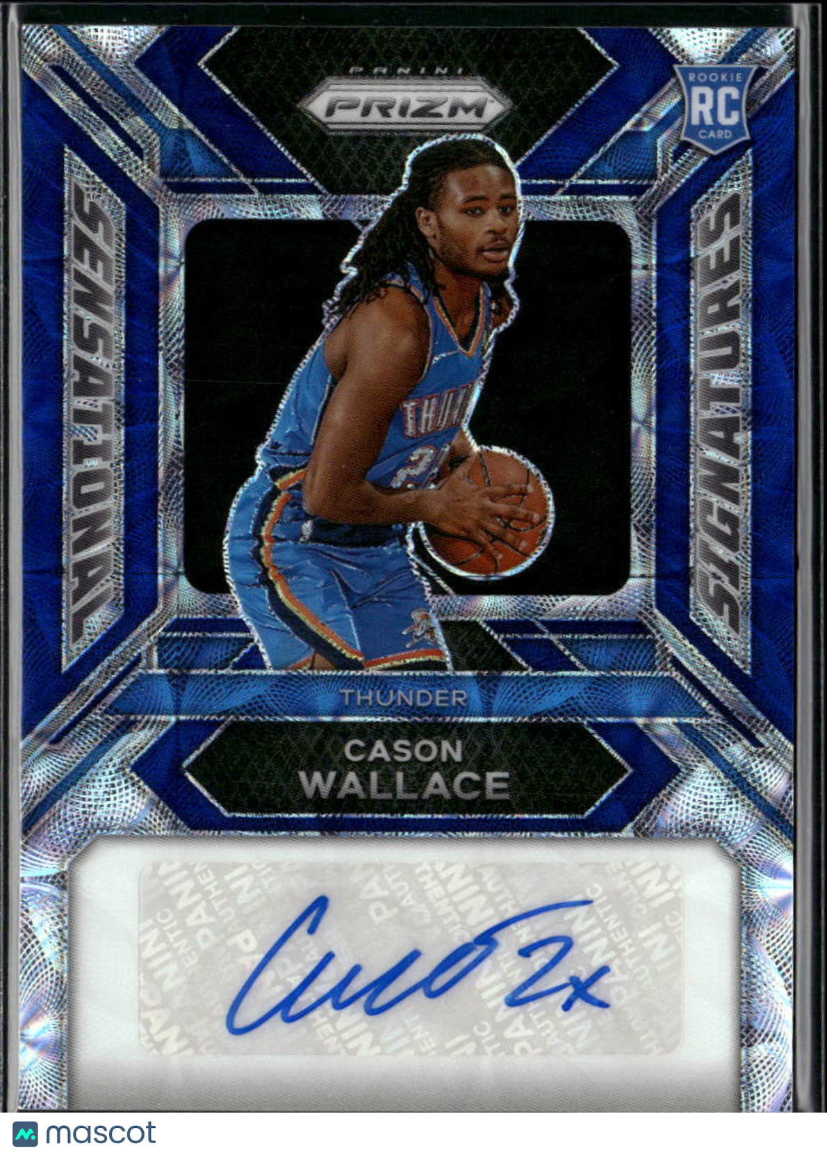 Cason Wallace 2023-24 Prizm Blue Auto Autograph RC 1/49 Oklahoma City Thunder