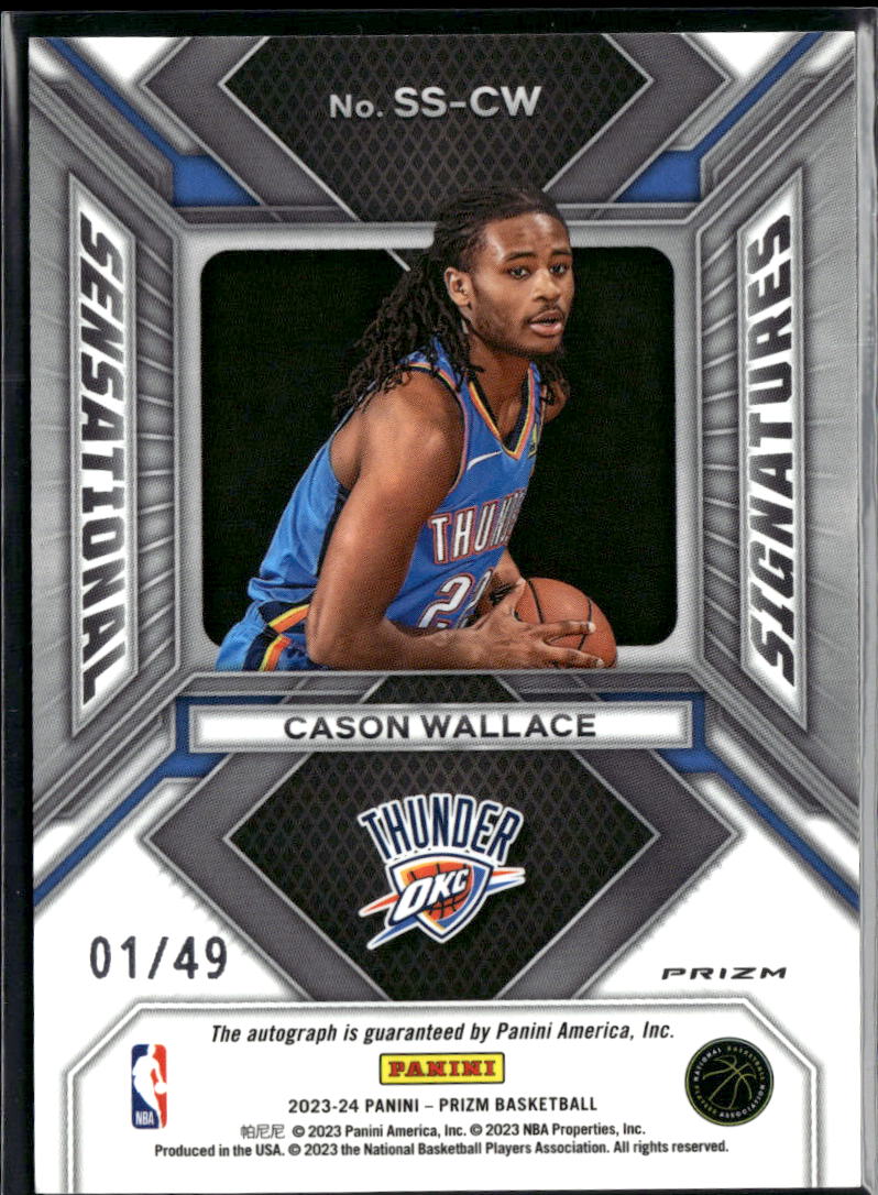 Cason Wallace 2023-24 Prizm Blue Auto Autograph RC 1/49 Oklahoma City Thunder