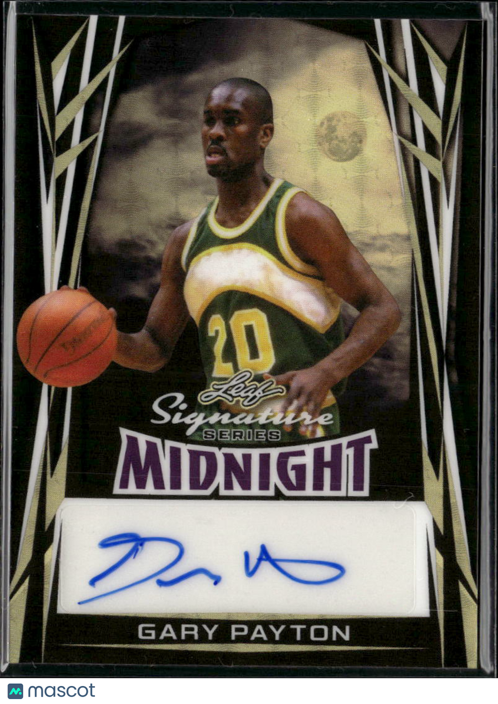 Gary Payton 2025 Leaf Midnight Auto Autograph Gold Vinyl 1/1 Seattle SuperSonics
