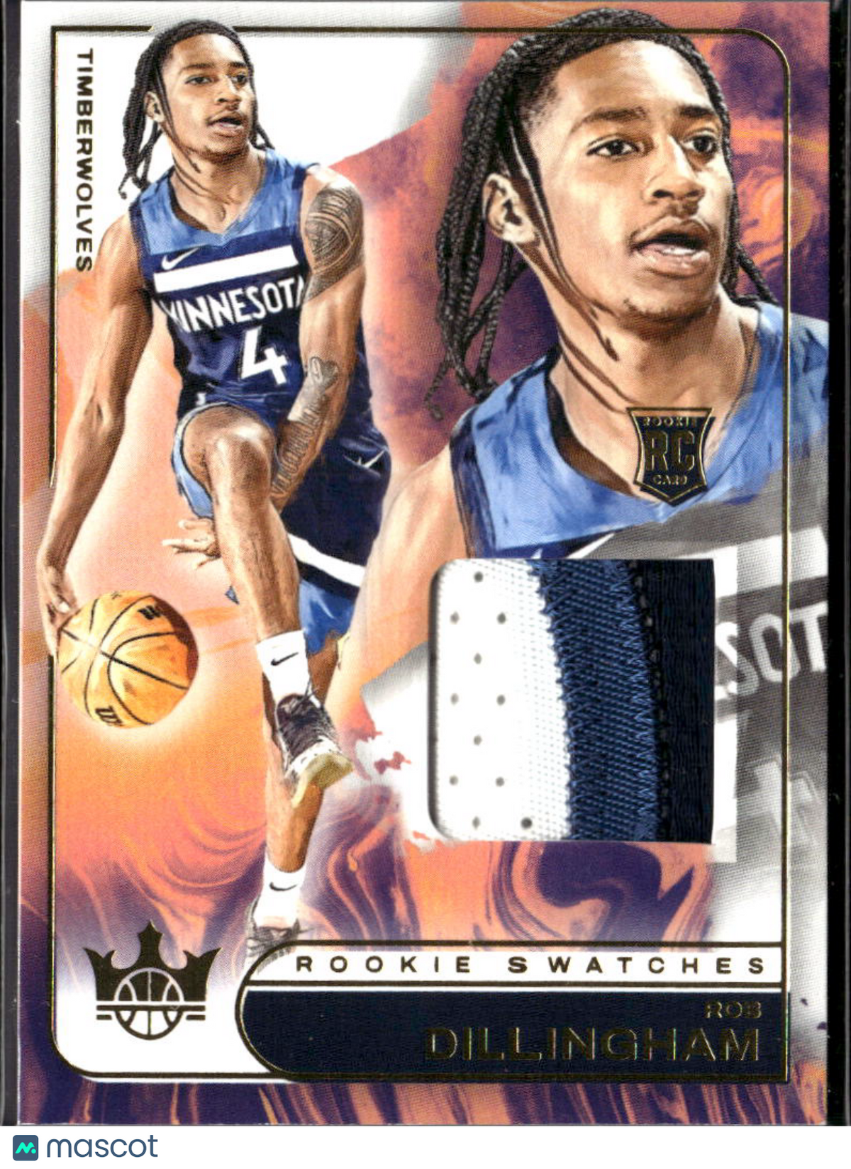 Rob Dillingham 2024-25 Court Kings 3 Color Jersey Patch RC Timberwolves