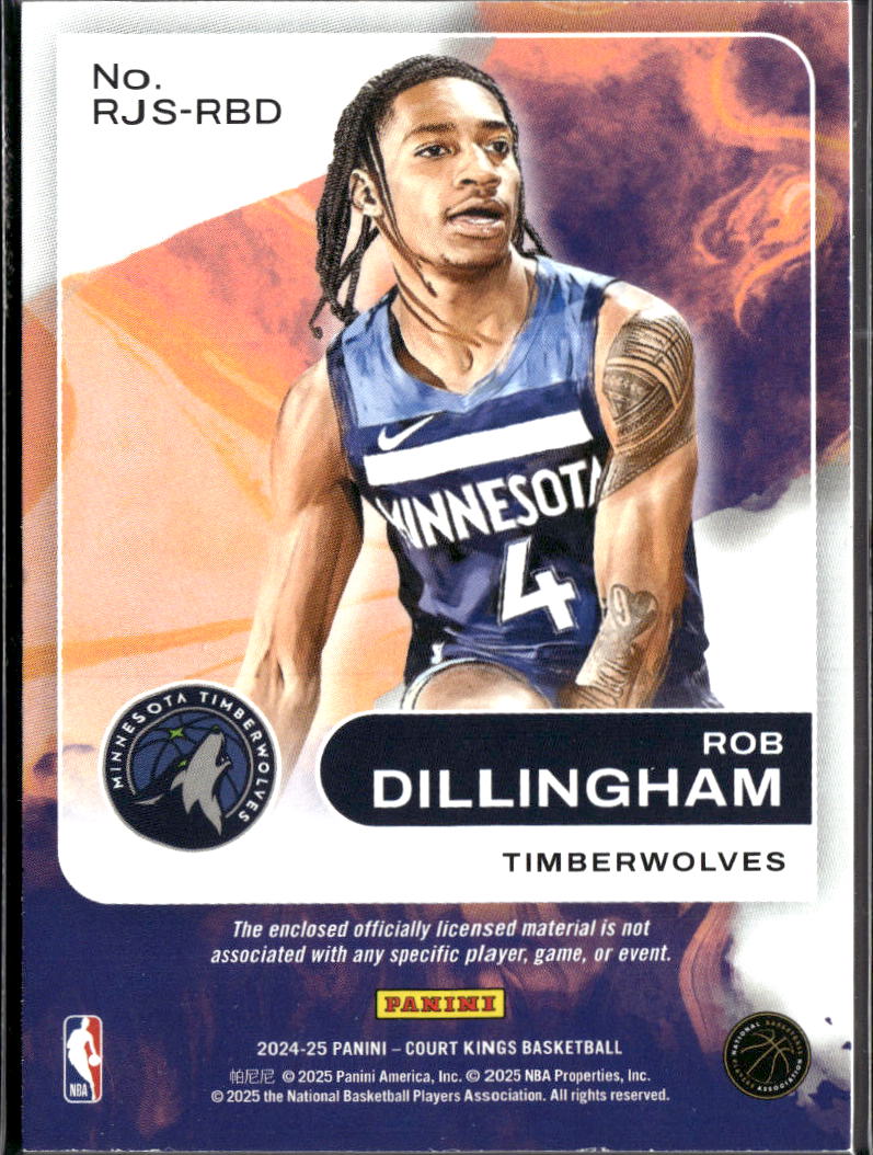 Rob Dillingham 2024-25 Court Kings 3 Color Jersey Patch RC Timberwolves