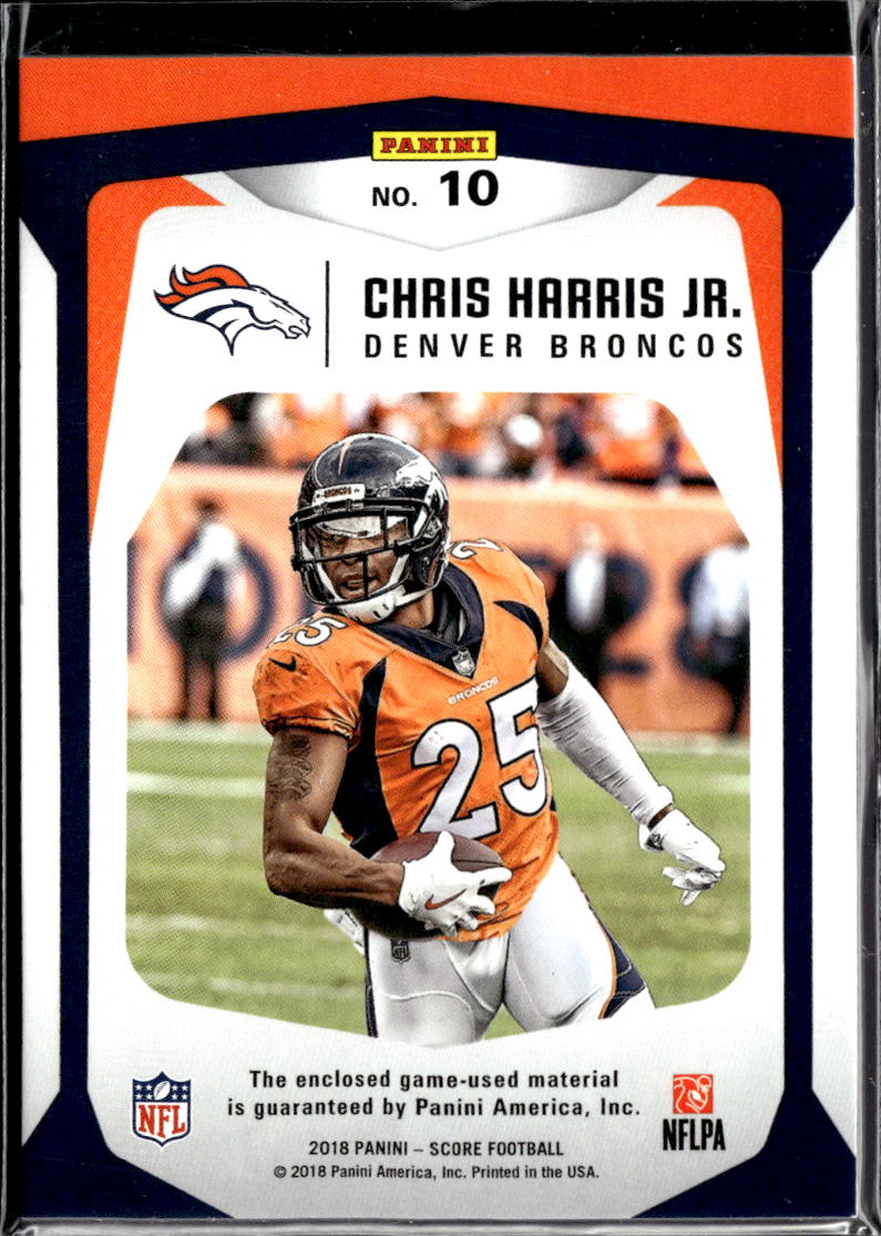 Chris Harris Jr. 2018 Score Defenders Game Worn Jersey Patch Denver Broncos