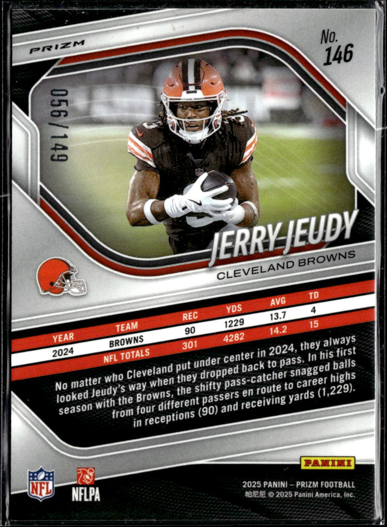 Jerry Jeudy 2025 Panini Prizm Red Wave 56/149 Cleveland Browns
