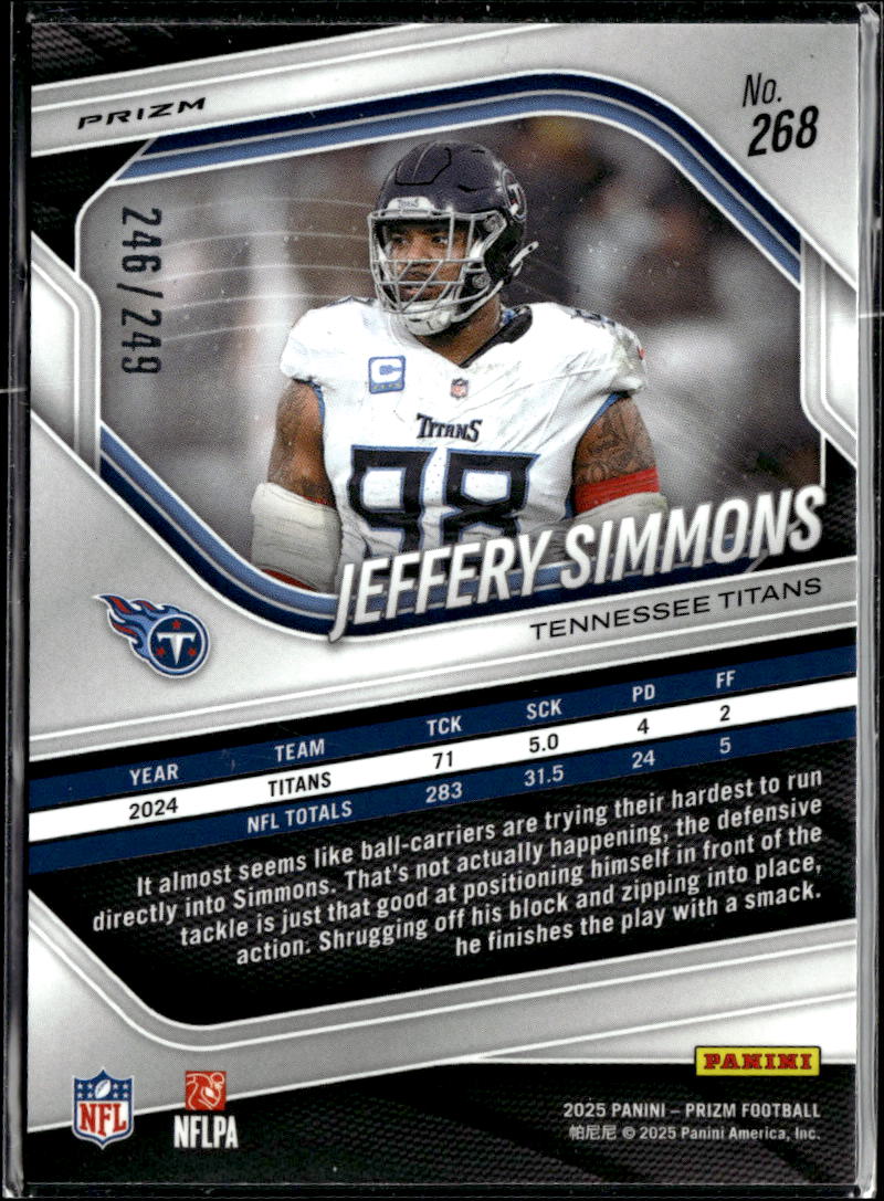 Jeffery Simmons 2025 Panini Prizm Orange 246/249 Tennessee Titans